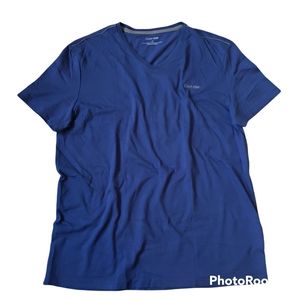 CALVIN KLEIN | Men's Navy Blue V-Neck Tee | Sz Large